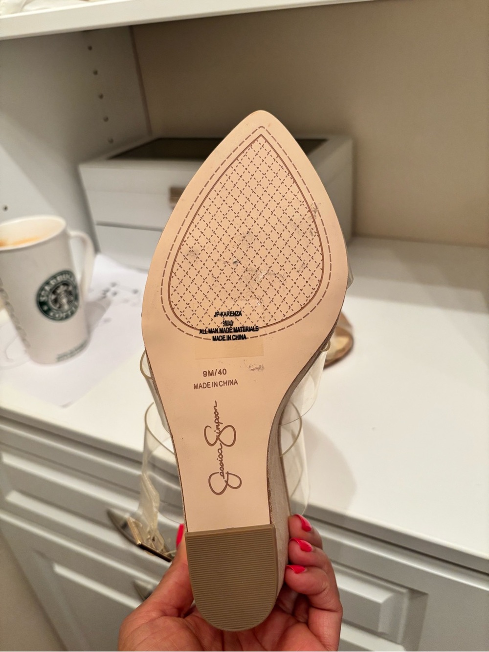 Jessica Simpson Clear-Strap Tan Suede Wedge Sandals - Picture 4 of 6
